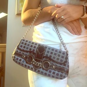 Isabella Fiore black and blue metal chain purse!
